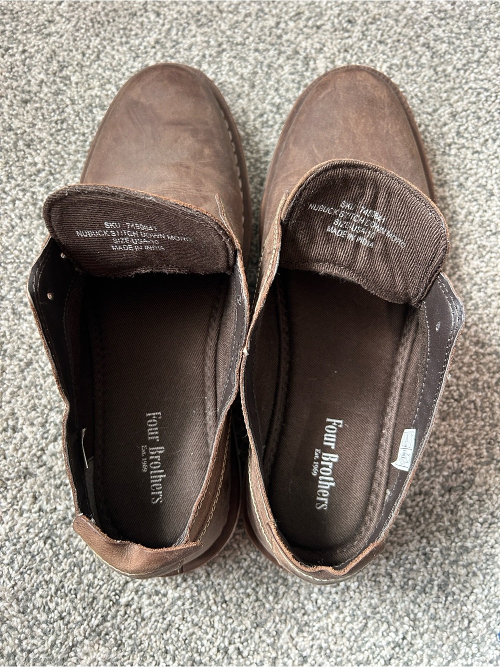 Men's Brown Nubuck Slip-On Derbys